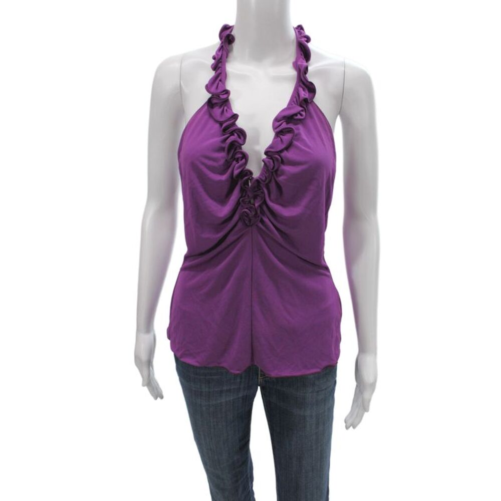 Armani Collezioni Women Jersey Tank Halter Purple Size 10